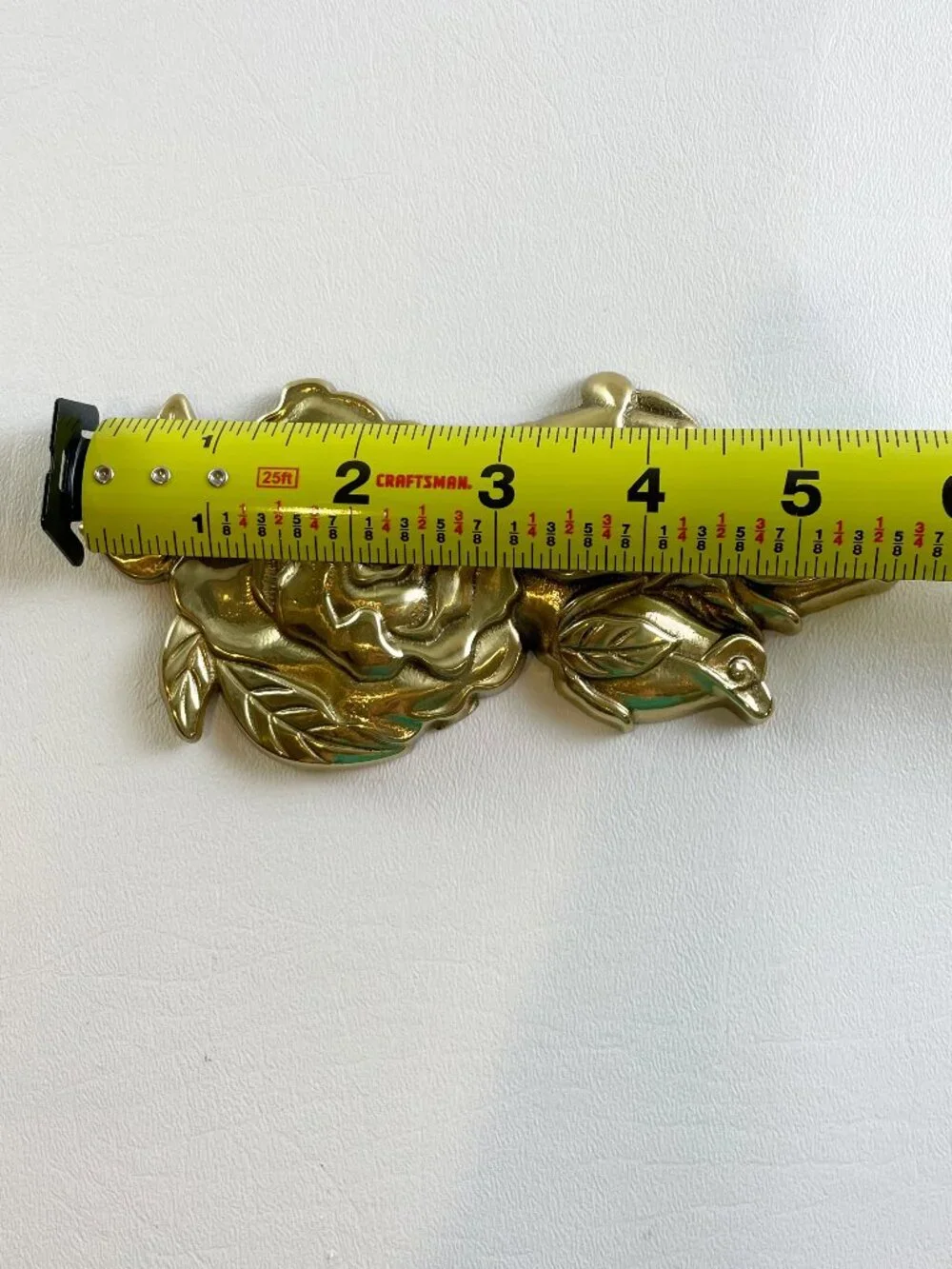 Vintage Brass Floral Rose Drapery Curtain Tieback / Holdback Ornament